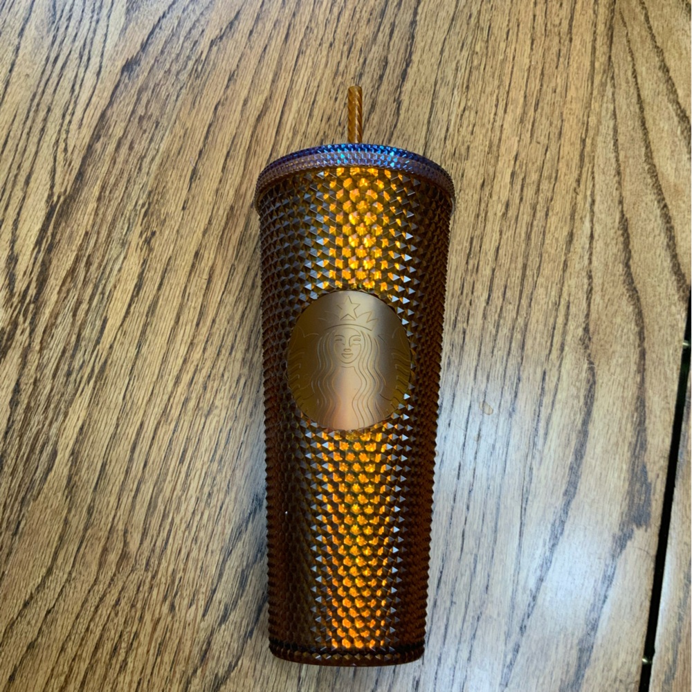 Starbucks 50th anniversary gold honeycomb studded tumbler